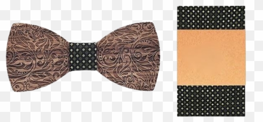 Wooden Bow Tie And Suit Pocket Square - png