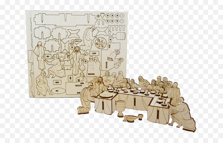 Last Supper - Triclinium 3d Wooden Puzzle Touchwoodesign Sketch Png,Icon Of The Last Supper