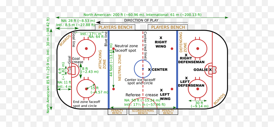 Area Of A Standard Size Hockey Rink - Rules Of Hockey Png,Hockey Rink Png