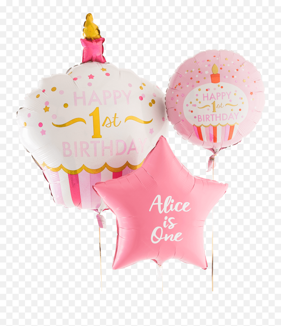 Pink 1st Birthday Personalised Helium Filled Balloon Bouquet - 1st Birthday Balloons Pink Png,Birthday Balloon Png