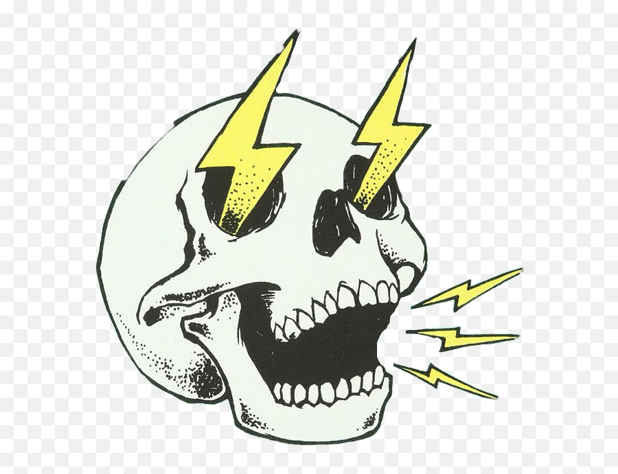 Badass Skull Png - Skull Thunder Lightning Doodle Thunder Lightening Drawing,Calavera Png