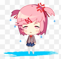 Edited Mediachibi Natsuki But Shes Wet - Doki Doki Literature Club Natsuki Chibi Png,Wet Emoji Png