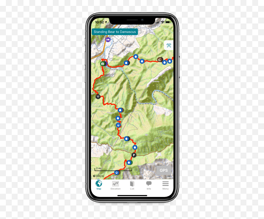 Appalachian Trail Gps Hiking Guide - Smartphone Map Language Png,At&t Logo Png