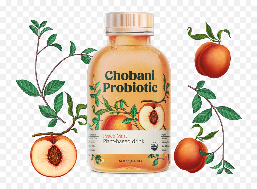 Chobani Probiotic Peach Mint - Chobani Probiotic Plant Based Drink Png,Peach Transparent