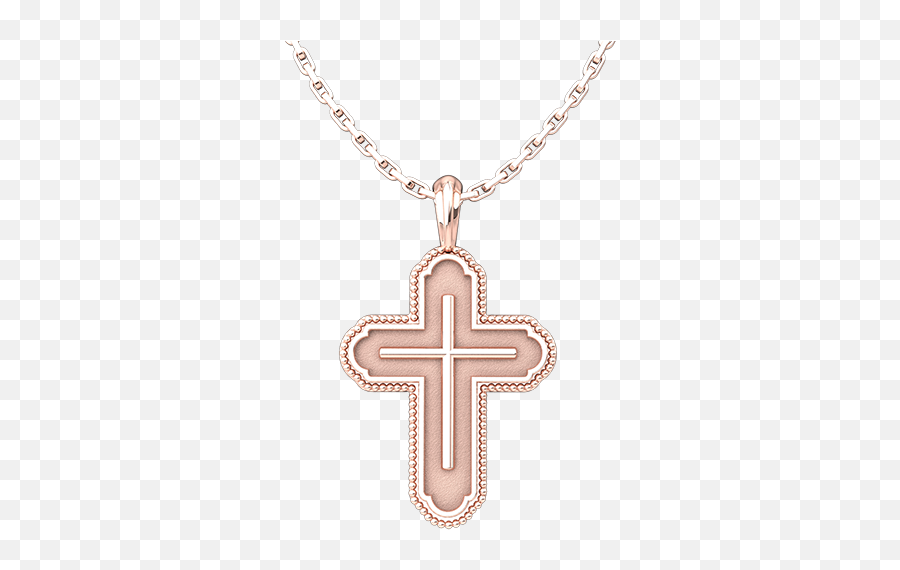 Rose Gold Plated Cross In Bead Edges Sterling Silver Pendant - Christian Cross Png,Bead Icon