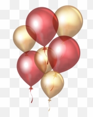Transparent Red Balloons Png Clip Art - Gold