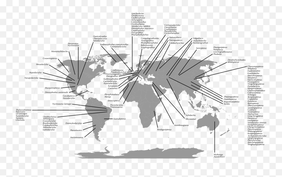 Filepterosaur Fossil Distribution Map Simplifiedpng - Global Distribution Of Polar Regions,Fossil Png