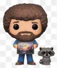 Bob Ross W Raccoon Funko Pop Pittsburgh Steel City Nerd - Bob Ross Funko Pop Png,Bob Ross Png