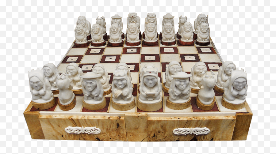 Chess Set Of Bone Exclusive Exceptional Uniqueoriginal By Sergey Popov 2007 Sculpture Stone Marble - Singulart Original Chess Set Png,Chess Board Png