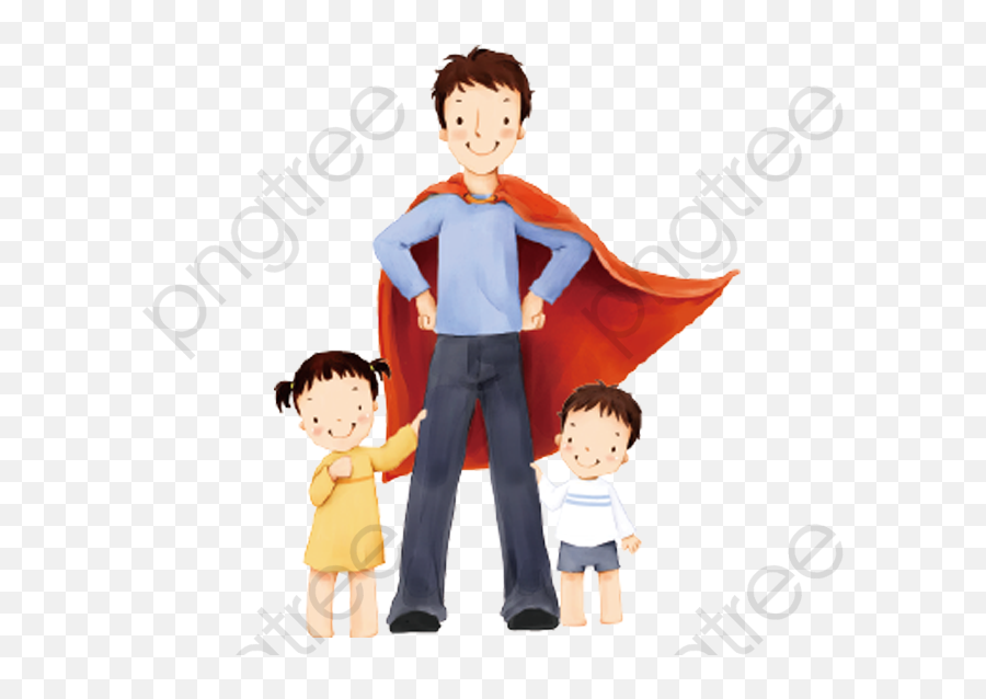 Father And Two Children - Dad With Son And Daughter Cartoon Png,Children Clipart Png