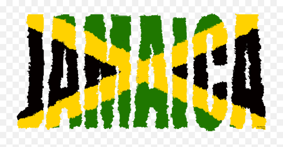 Jamaica Font With Jamaican Flag Art Print By Havocgirl - X Horizontal Png,Jamaican Flag Png