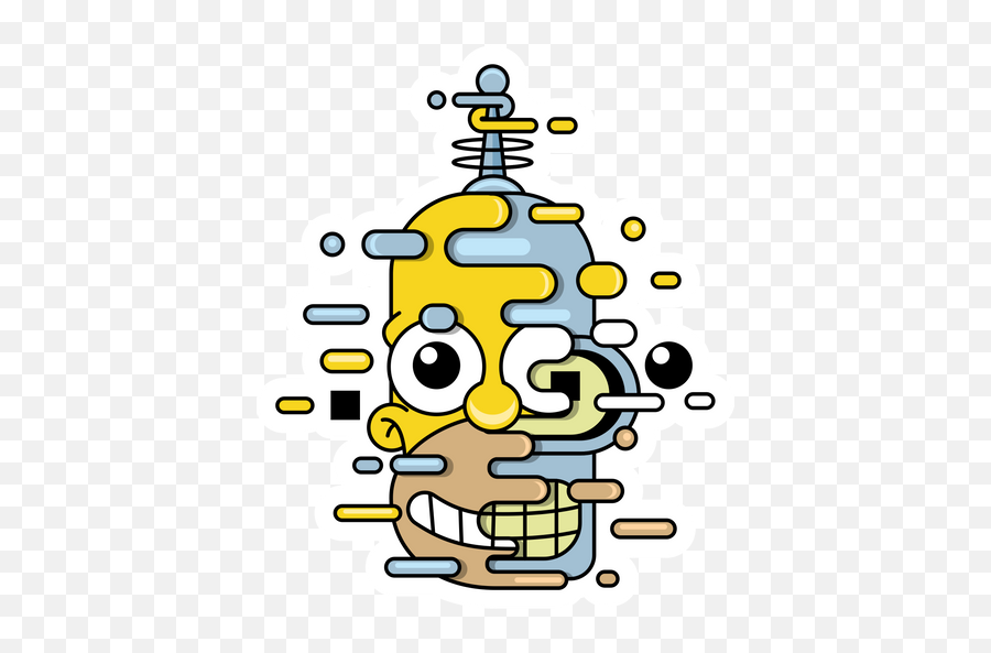 The Simpsons Homer Bender Sticker - Sticker Mania Simpsons Stickers Png,Spiderpig Icon