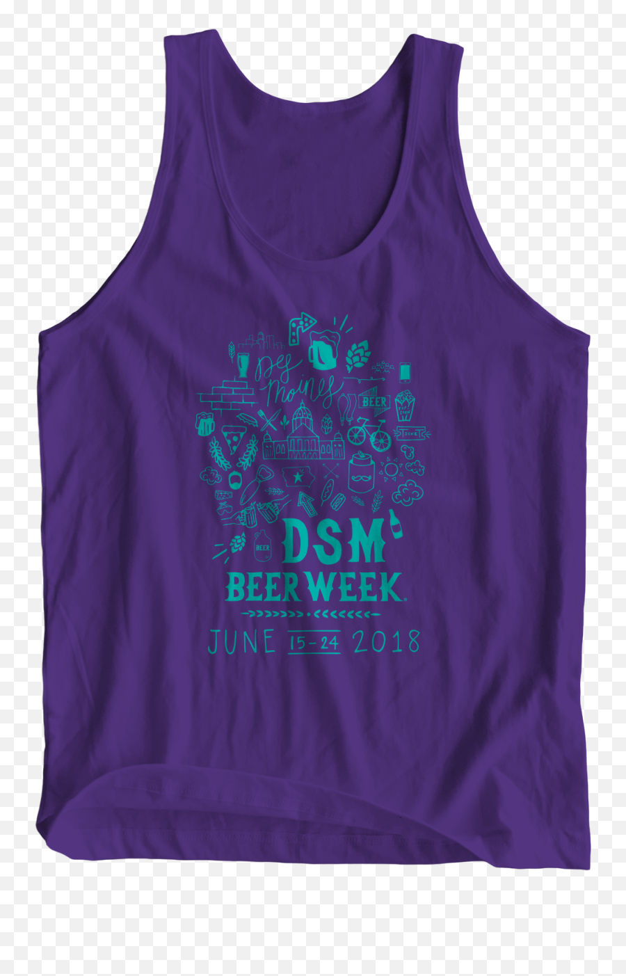 2018 Des Moines Beer Week Purple With Teal Tank Top - Des Sleeveless Png,Relay For Life Icon
