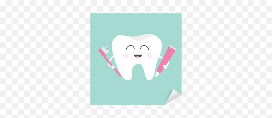 Sticker Tooth Holding Toothpaste And Toothbrush Cute Funny - Monday Tooth Png,Tooth Brush Icon