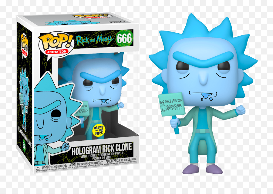 Funko Pop Rick And Morty - Hologram Rick Ignored Glow In The Dark 666 Hologram Rick Clone Funko Pop Png,Rick And Morty Transparent