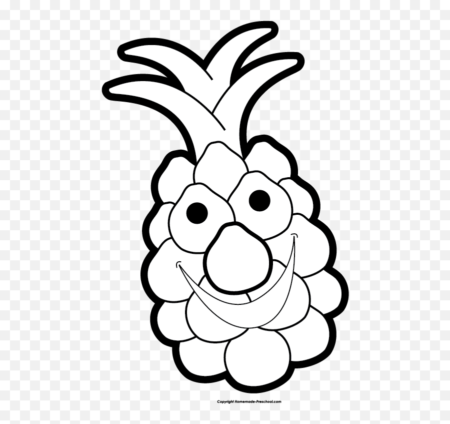 Fruits Clipart Images Black And White Quotes 45 - Cartoon Fruit Clipart Black And White Png,Pineapple Cartoon Png