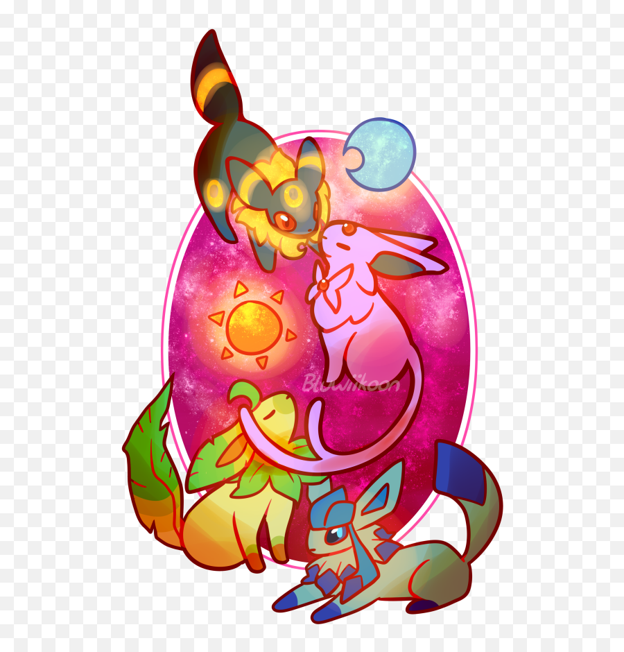 Umbreon Espeon Leafeon U0026 Glaceon Bluwiikoon U201cfanart Of - Illustration Png,Espeon Png
