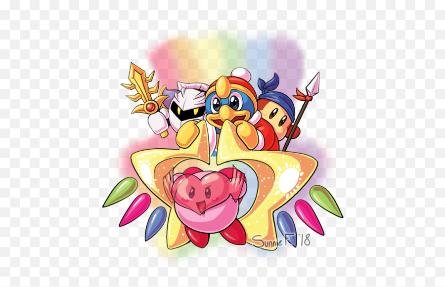 A Charm Design Of Kirby And Pals - Cartoon Png,Sparkler Png