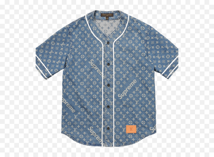 Louis Vuitton X Supreme Jacquard Denim Baseball Jersey - Louis Vuitton X Supreme Baseball Jersey Png,Louis Vuitton Pattern Png