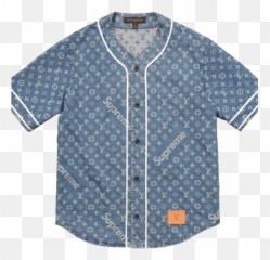 Louis Vuitton X Supreme Jacquard Denim Baseball Jersey - X png