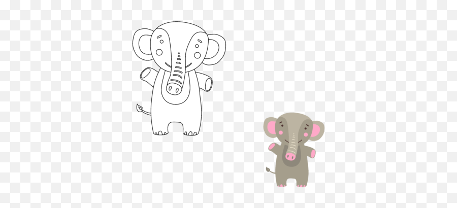 Kids Coloring Animal Elephant Vector - Animated Cartoon Png,Elephant Head Png