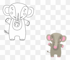 Kids Coloring Animal Elephant Vector - Animated Cartoon Png,Elephant Head Png