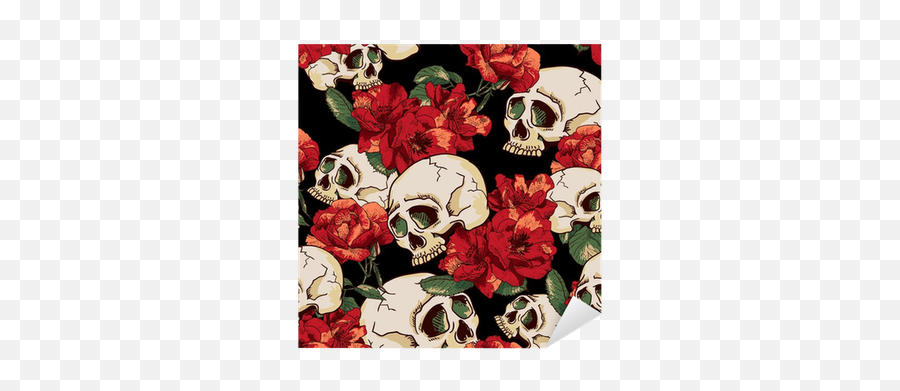 Sticker Skull And Flowers Seamless Background - Pixersus Skull Flowers Png,Skull And Roses Icon Tumblr