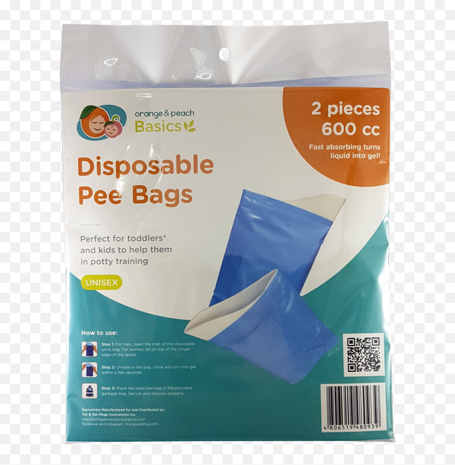 Pee Bag Orange And Peach - Construction Paper Png,Plastic Bag Png