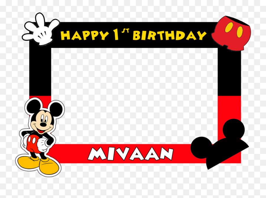 Personalized Mickey Mouse Birthday Selfie Frame Photo Booth - Frame Minnie Mouse Png,Mickey Mouse Birthday Png