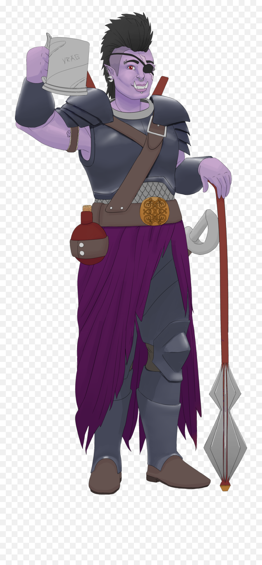 Tiefling Warlock Druid Orc Half Dragon - Half Orc Half Tiefling Png,Cartoon Dragon Png