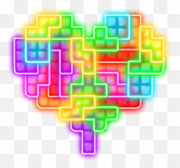 Love Heart Tetris Neon Puzzles Geometric Lego - Diagram Png,Tetris Png