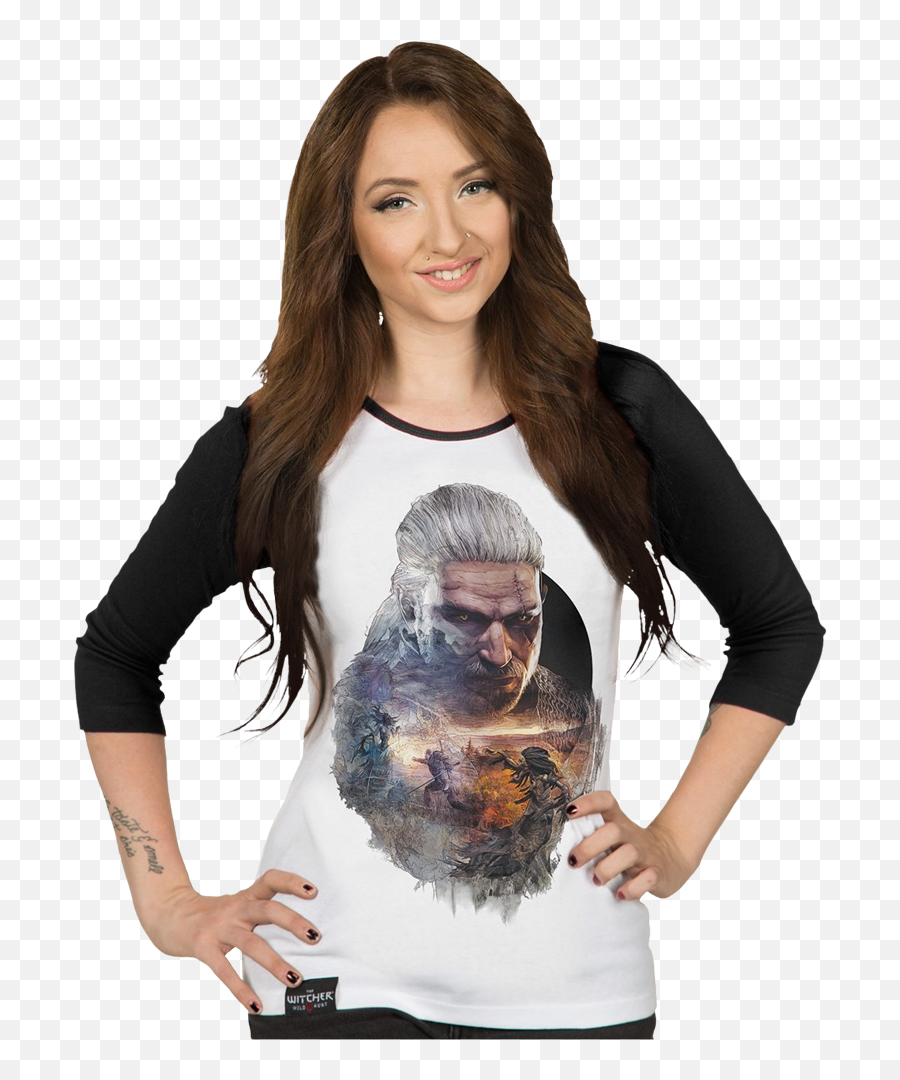 The Witcher 3 Wild Hunt Geralt Female Raglan Shirt Popcultcha - Antioquia La Mas Educada Png,Geralt Png