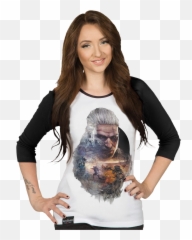 The Witcher 3 Wild Hunt Geralt Female Raglan Shirt Popcultcha - Antioquia La Mas Educada Png,Geralt Png