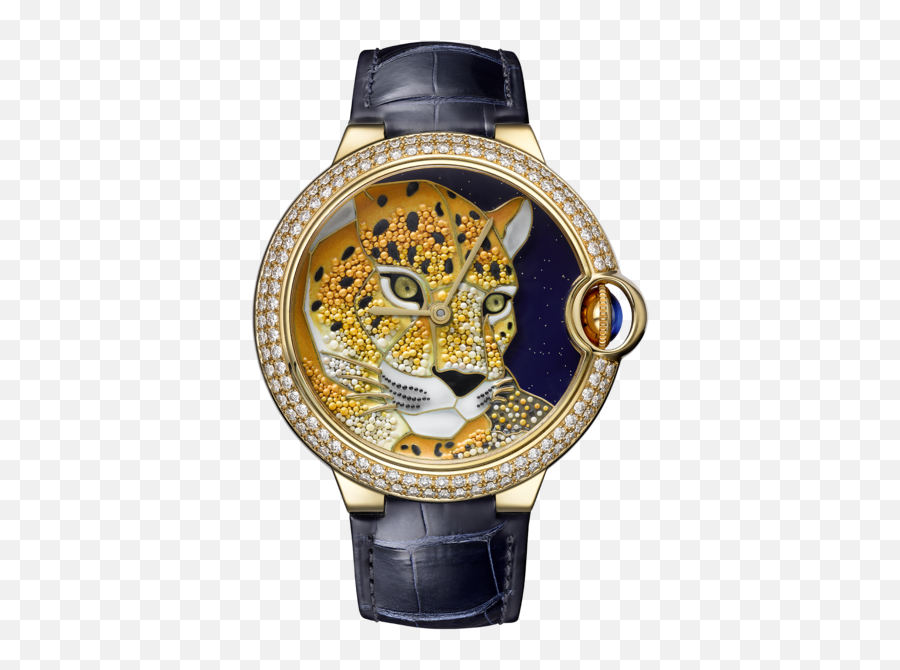 Ballon Bleu De Cartier Enamel Granulation With Panther Motif - Ballon Bleu Cartier Lateral Png,Panther Transparent Background