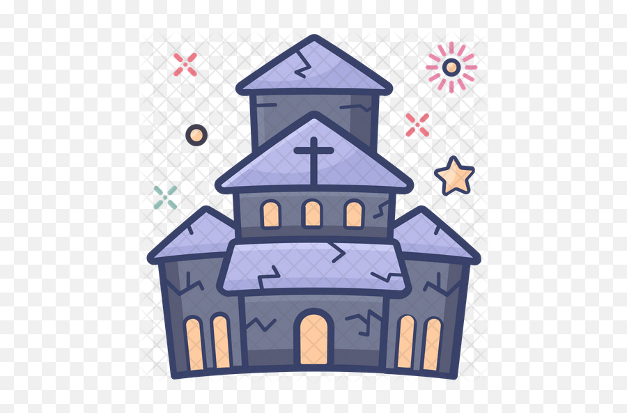 Haunted House Icon Of Colored Outline - Roof Shingle Png,Haunted House Png