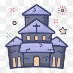 Haunted House Icon Of Colored Outline - Roof Shingle png