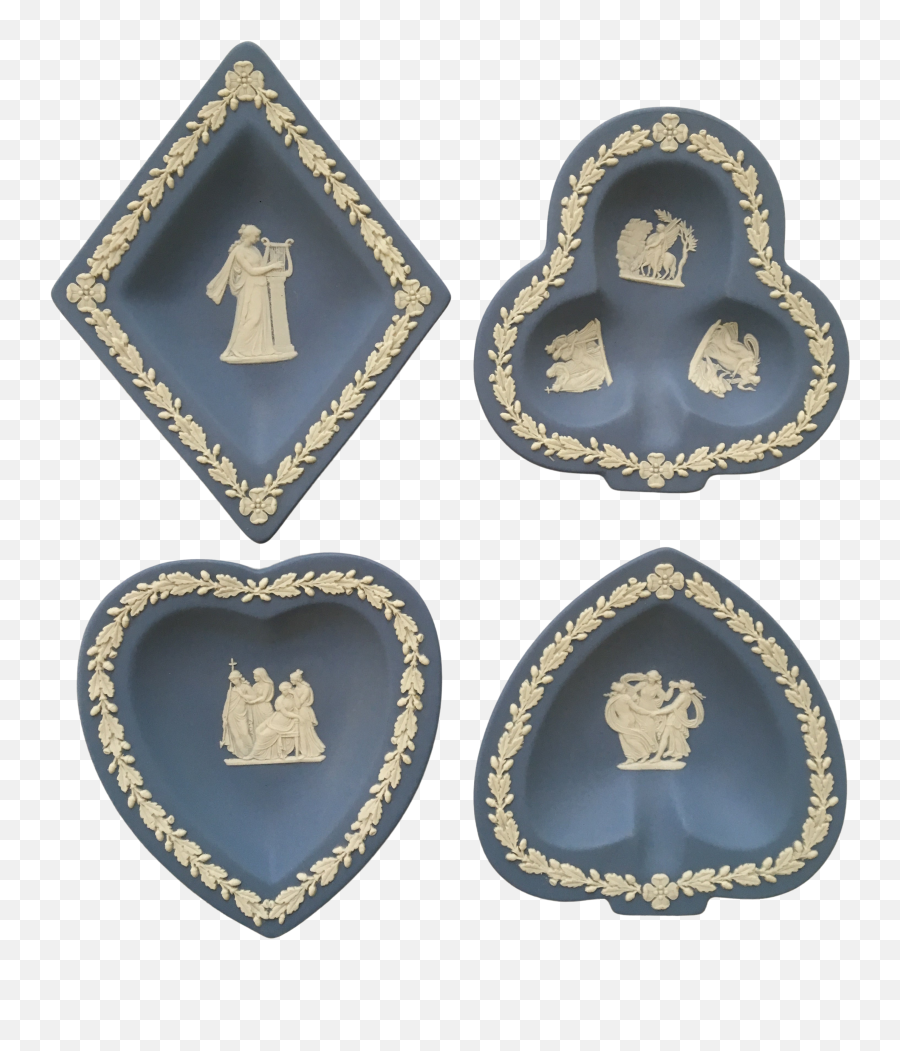 Mid - Century Blue Wedgwood Jasperware Trays In Playing Card Suits Shapesmade In England Set Of Four Jasperware Png,Card Suits Png