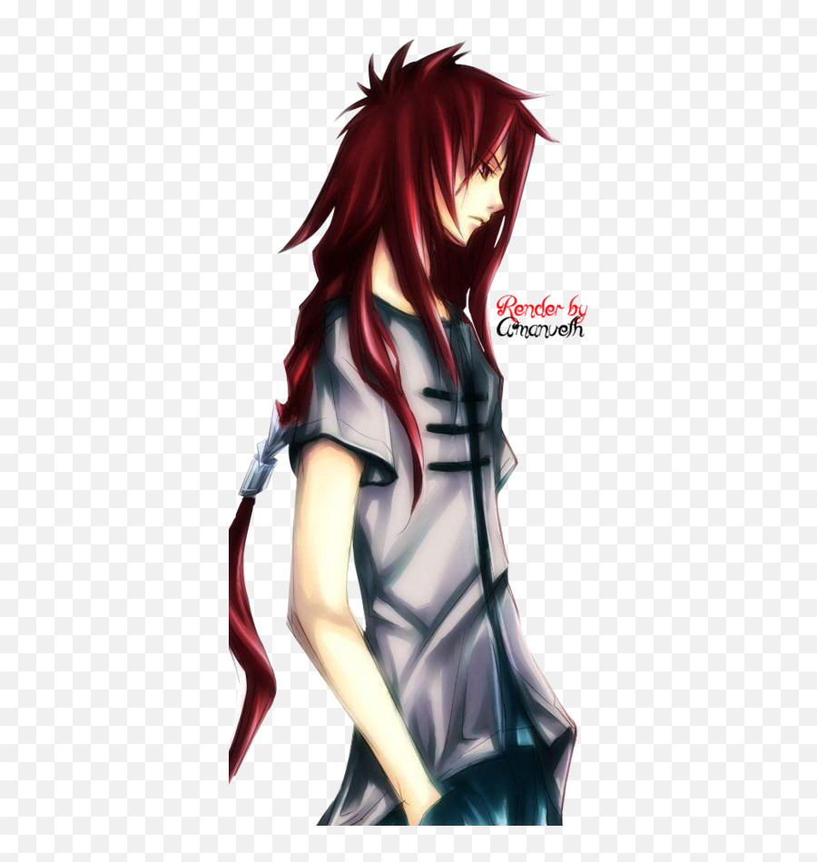 Download Red Hair Anime Guy Long - Red Hair Anime Boy Png,Anime Hair Transparent