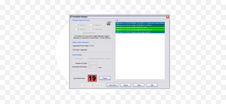 Passmark Sleeper - Hibernate And Sleep State Testing Software Vertical Png,Software Test Icon