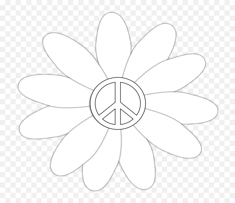 Peace Symbol Sign Flower 15 Black White Line Art - Smiley Face Daisy Gif Png,White Flower Icon