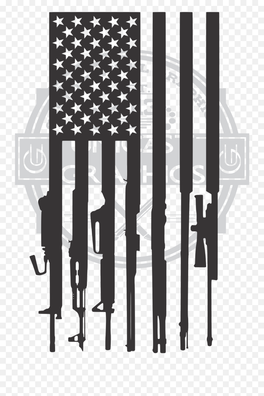 American Flag With Guns Decal - Police Lives Matter Flag Png,Black And White American Flag Png