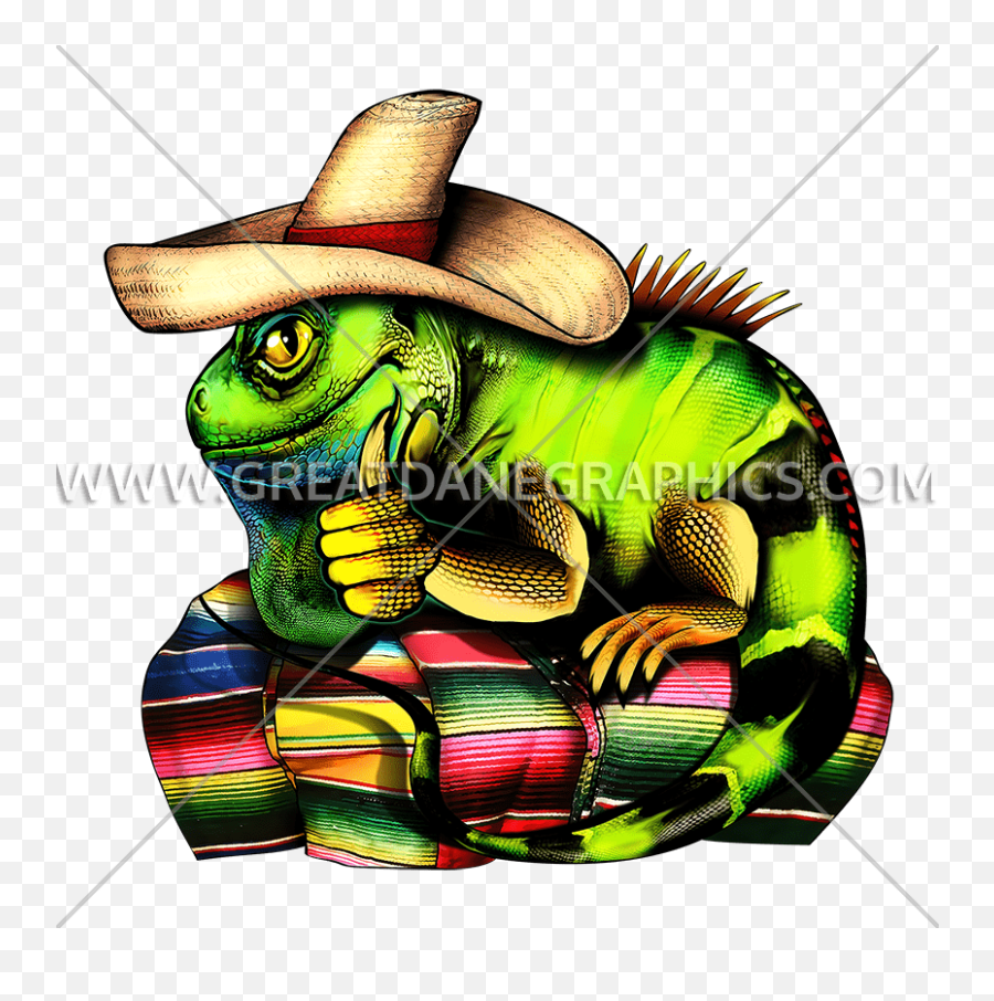 Sombrero Iguana Production Ready Artwork For T - Shirt Printing Illustration Png,Sombrero Transparent Background
