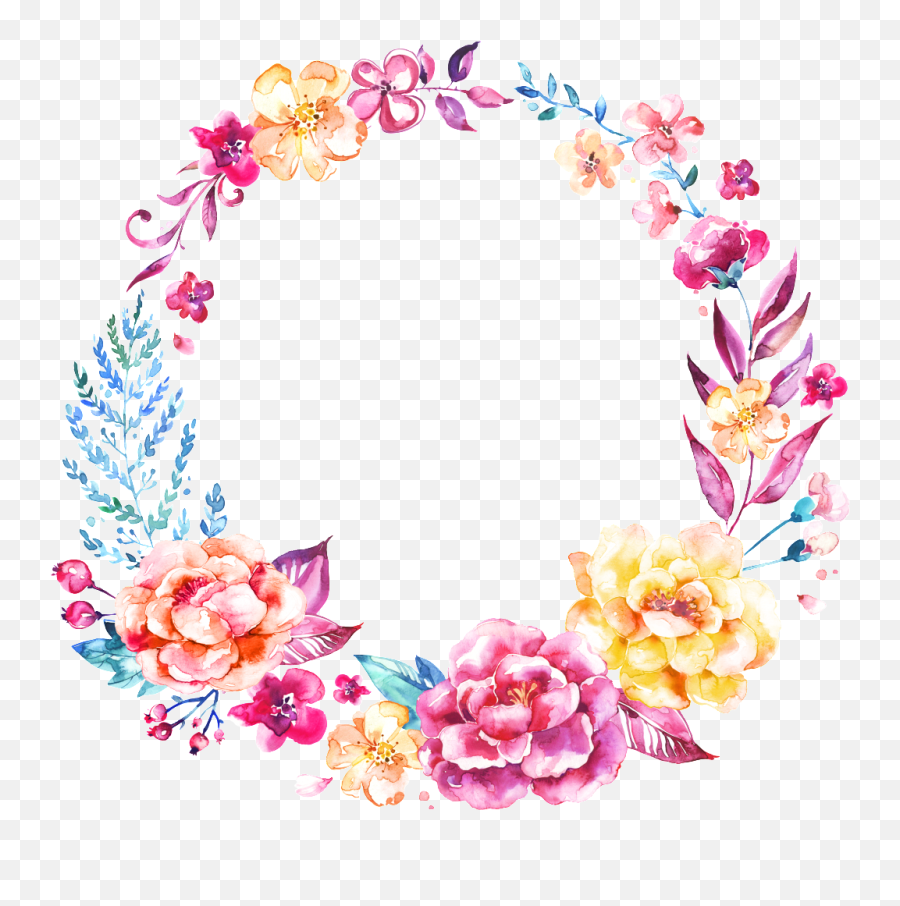 Download Hd This Graphics Is Png Hand Painted Watercolor - Circle Flower Border Png,Watercolor Wreath Png