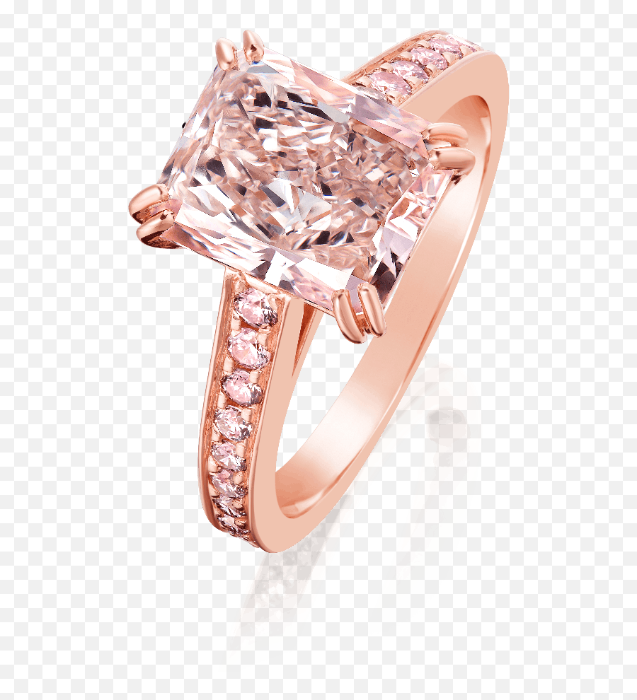 Cut - Cornered Rectangular Natural Fancy Pink Diamond Ring Engagement Ring Png,Pink Diamond Png