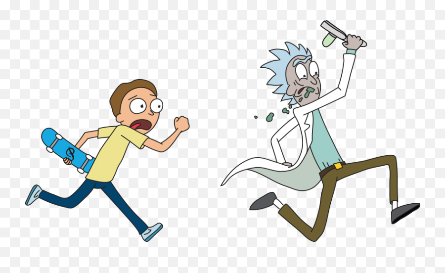 Rick And Morty Running Png Image Transparent