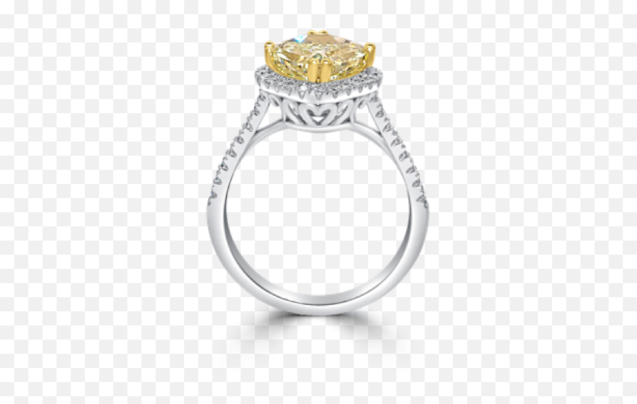 Intense Fancy Yellow Cushion Diamond Halo Engagement Ring - Engagement Ring Png,Wedding Ring Transparent Background