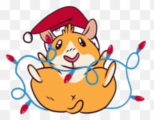 Christmas Lights Guinea Pig Cartoon - Vector png