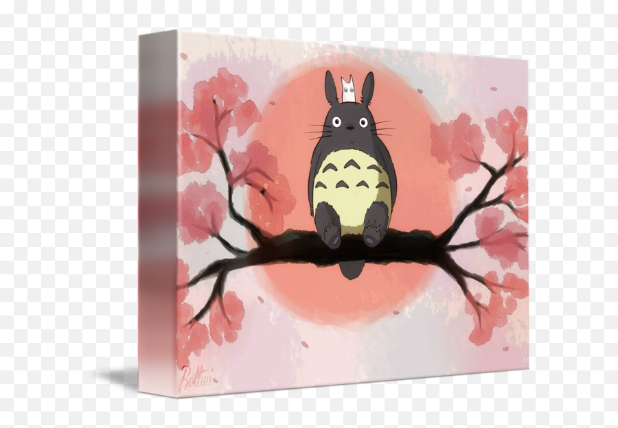 Totoro - Totoro With Cherry Blossom Png,Cherry Blossom Branch Png