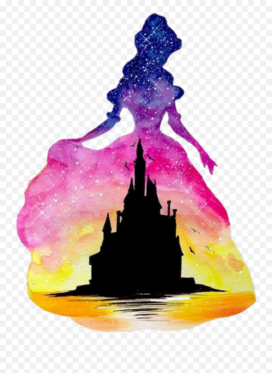 Disney Castle Watercolour Belle Beauty - Disney Paintings Beauty And The Beast Png,Disney Castle Transparent Background