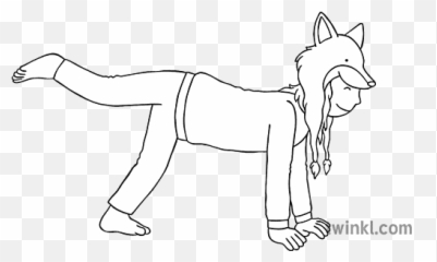 Arctic Fox Pose Black And White Illustration - Twinkl Language png